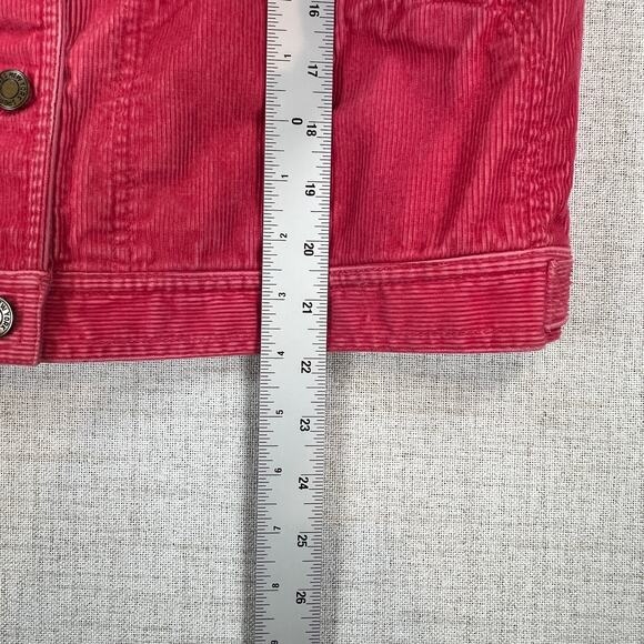 Jones New York Sport Corduroy Jean Jacket Pink Coral Womens Med Cottage VTG 90s - Picture 7 of 7